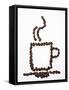 Outline of a Cup of Coffee in Coffee Beans-Gustavo Andrade-Framed Stretched Canvas