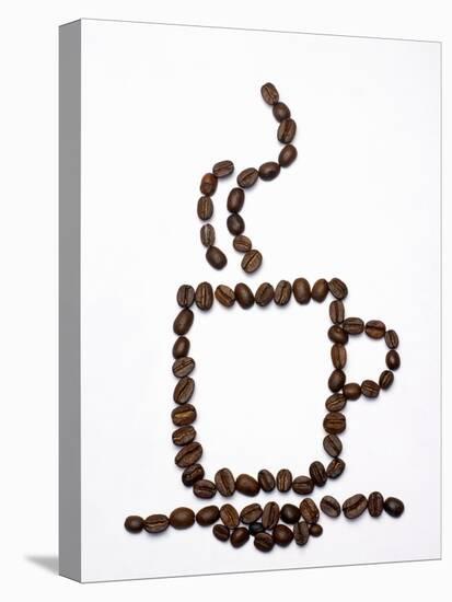 Outline of a Cup of Coffee in Coffee Beans-Gustavo Andrade-Stretched Canvas