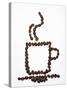 Outline of a Cup of Coffee in Coffee Beans-Gustavo Andrade-Stretched Canvas