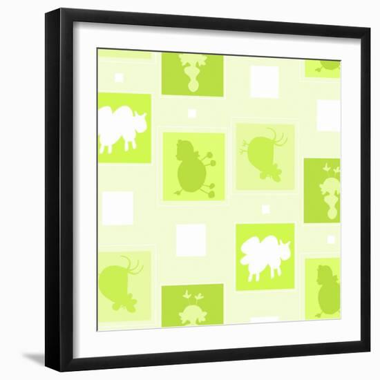 Outlines of Farm Animals-null-Framed Premium Giclee Print