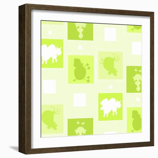 Outlines of Farm Animals-null-Framed Giclee Print