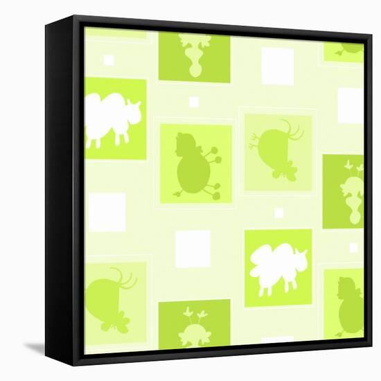 Outlines of Farm Animals-null-Framed Stretched Canvas