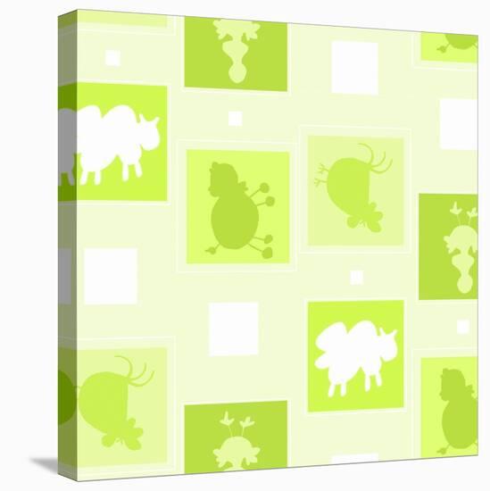 Outlines of Farm Animals-null-Stretched Canvas