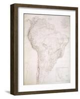 Outlines of the Physical and Political Divisions of South America, 1810-Aaron Arrowsmith-Framed Giclee Print