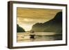 Outrigger at Sunset in the Bay of El Nido, Bacuit Archipelago, Palawan, Philippines-Michael Runkel-Framed Photographic Print