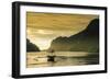 Outrigger at Sunset in the Bay of El Nido, Bacuit Archipelago, Palawan, Philippines-Michael Runkel-Framed Photographic Print