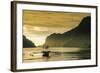 Outrigger at Sunset in the Bay of El Nido, Bacuit Archipelago, Palawan, Philippines-Michael Runkel-Framed Photographic Print