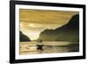 Outrigger at Sunset in the Bay of El Nido, Bacuit Archipelago, Palawan, Philippines-Michael Runkel-Framed Photographic Print