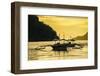 Outrigger at Sunset in the Bay of El Nido, Bacuit Archipelago, Palawan, Philippines-Michael Runkel-Framed Photographic Print