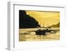 Outrigger at Sunset in the Bay of El Nido, Bacuit Archipelago, Palawan, Philippines-Michael Runkel-Framed Photographic Print