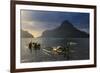 Outrigger Boat at Sunset in the Bay of El Nido, Bacuit Archipelago, Palawan, Philippines-Michael Runkel-Framed Photographic Print