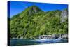 Outrigger Boat Cruising in the Bay of El Nido, Bacuit Archipelago, Palawan, Philippines-Michael Runkel-Stretched Canvas