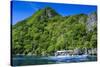 Outrigger Boat Cruising in the Bay of El Nido, Bacuit Archipelago, Palawan, Philippines-Michael Runkel-Stretched Canvas