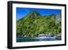 Outrigger Boat Cruising in the Bay of El Nido, Bacuit Archipelago, Palawan, Philippines-Michael Runkel-Framed Photographic Print