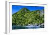 Outrigger Boat Cruising in the Bay of El Nido, Bacuit Archipelago, Palawan, Philippines-Michael Runkel-Framed Photographic Print