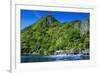 Outrigger Boat Cruising in the Bay of El Nido, Bacuit Archipelago, Palawan, Philippines-Michael Runkel-Framed Photographic Print