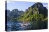 Outrigger Boat in the Bacuit Archipelago, Palawan, Philippines, Southeast Asia, Asia-Michael Runkel-Stretched Canvas