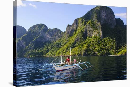 Outrigger Boat in the Bacuit Archipelago, Palawan, Philippines, Southeast Asia, Asia-Michael Runkel-Stretched Canvas