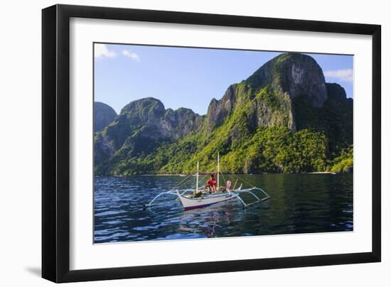 Outrigger Boat in the Bacuit Archipelago, Palawan, Philippines, Southeast Asia, Asia-Michael Runkel-Framed Photographic Print