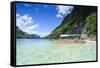 Outrigger Boat in the Crystal Clear Water in the Bacuit Archipelago, Palawan, Philippines-Michael Runkel-Framed Stretched Canvas