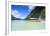 Outrigger Boat in the Crystal Clear Water in the Bacuit Archipelago, Palawan, Philippines-Michael Runkel-Framed Photographic Print