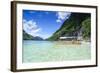 Outrigger Boat in the Crystal Clear Water in the Bacuit Archipelago, Palawan, Philippines-Michael Runkel-Framed Photographic Print