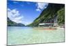 Outrigger Boat in the Crystal Clear Water in the Bacuit Archipelago, Palawan, Philippines-Michael Runkel-Mounted Photographic Print