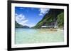 Outrigger Boat in the Crystal Clear Water in the Bacuit Archipelago, Palawan, Philippines-Michael Runkel-Framed Photographic Print