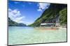 Outrigger Boat in the Crystal Clear Water in the Bacuit Archipelago, Palawan, Philippines-Michael Runkel-Mounted Photographic Print