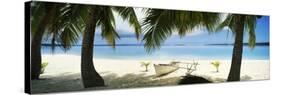 Outrigger Boat on the Beach, Aitutaki, Cook Islands-null-Stretched Canvas