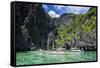 Outrigger Boats in the Crystal Clear Water in the Bacuit Archipelago, Palawan, Philippines-Michael Runkel-Framed Stretched Canvas