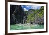 Outrigger Boats in the Crystal Clear Water in the Bacuit Archipelago, Palawan, Philippines-Michael Runkel-Framed Photographic Print