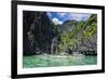 Outrigger Boats in the Crystal Clear Water in the Bacuit Archipelago, Palawan, Philippines-Michael Runkel-Framed Photographic Print