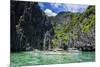 Outrigger Boats in the Crystal Clear Water in the Bacuit Archipelago, Palawan, Philippines-Michael Runkel-Mounted Photographic Print