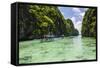 Outrigger Boats in the Crystal Clear Water in the Bacuit Archipelago, Palawan, Philippines-Michael Runkel-Framed Stretched Canvas