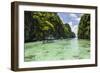 Outrigger Boats in the Crystal Clear Water in the Bacuit Archipelago, Palawan, Philippines-Michael Runkel-Framed Photographic Print