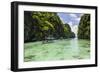 Outrigger Boats in the Crystal Clear Water in the Bacuit Archipelago, Palawan, Philippines-Michael Runkel-Framed Photographic Print