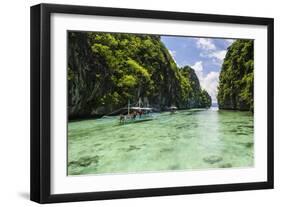 Outrigger Boats in the Crystal Clear Water in the Bacuit Archipelago, Palawan, Philippines-Michael Runkel-Framed Photographic Print