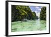 Outrigger Boats in the Crystal Clear Water in the Bacuit Archipelago, Palawan, Philippines-Michael Runkel-Framed Photographic Print