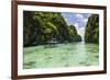 Outrigger Boats in the Crystal Clear Water in the Bacuit Archipelago, Palawan, Philippines-Michael Runkel-Framed Photographic Print