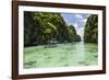 Outrigger Boats in the Crystal Clear Water in the Bacuit Archipelago, Palawan, Philippines-Michael Runkel-Framed Photographic Print