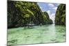Outrigger Boats in the Crystal Clear Water in the Bacuit Archipelago, Palawan, Philippines-Michael Runkel-Mounted Photographic Print