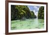 Outrigger Boats in the Crystal Clear Water in the Bacuit Archipelago, Palawan, Philippines-Michael Runkel-Framed Photographic Print