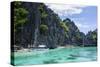Outrigger Boats in the Crystal Clear Water in the Bacuit Archipelago, Palawan, Philippines-Michael Runkel-Stretched Canvas