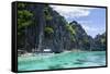 Outrigger Boats in the Crystal Clear Water in the Bacuit Archipelago, Palawan, Philippines-Michael Runkel-Framed Stretched Canvas