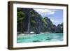 Outrigger Boats in the Crystal Clear Water in the Bacuit Archipelago, Palawan, Philippines-Michael Runkel-Framed Photographic Print