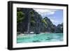 Outrigger Boats in the Crystal Clear Water in the Bacuit Archipelago, Palawan, Philippines-Michael Runkel-Framed Photographic Print