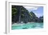 Outrigger Boats in the Crystal Clear Water in the Bacuit Archipelago, Palawan, Philippines-Michael Runkel-Framed Photographic Print