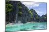 Outrigger Boats in the Crystal Clear Water in the Bacuit Archipelago, Palawan, Philippines-Michael Runkel-Mounted Photographic Print