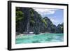 Outrigger Boats in the Crystal Clear Water in the Bacuit Archipelago, Palawan, Philippines-Michael Runkel-Framed Photographic Print